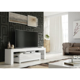 Tv Unit 160Cm Modern White With High Gloss Doors - Creative Furniture - thumbnail 3