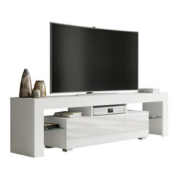 Tv Unit 160Cm Modern White With High Gloss Doors - Creative Furniture - thumbnail 2