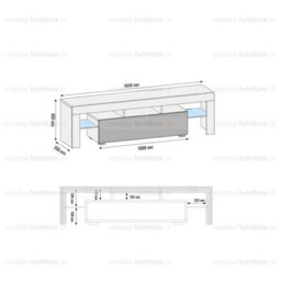 Tv Unit 160Cm Modern White With High Gloss Doors - Creative Furniture - thumbnail 7