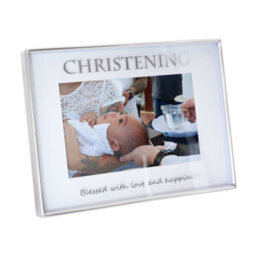 Happy Homewares Silver Christening 4X6 Picture Frame For Wall Or Table Use - thumbnail 3