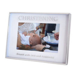 Happy Homewares Silver Christening 4X6 Picture Frame For Wall Or Table Use - thumbnail 2