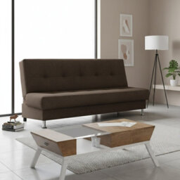 Enduro Iii Sofa Bed 193 Cm With Click Clack Mechanism Storage Comfortable Fold Out Couch With Wooden Frame Brown - thumbnail 1