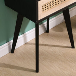 Spot On Dealz Bedside Table With 1 Drawer Mdf Wood Frame Cabinet With Rattan Decoration Wooden Legs Hallway - thumbnail 5