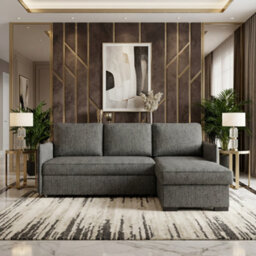 Megan Corner Sofa Bed For Living Room Polyurethane Foam Wave Spring Wooden Frame With Storage 220X90X160Cm Graphite