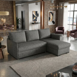 Megan Corner Sofa Bed For Living Room Polyurethane Foam Wave Spring Wooden Frame With Storage 220X90X160Cm Graphite - thumbnail 2