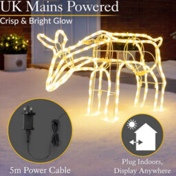 Christow Light Up Grazing Reindeer Rope Light Christmas Decoration Outdoor Warm White Led - thumbnail 4
