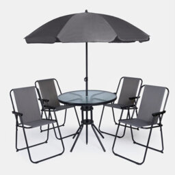 Ohs 6 Piece Patio Set Outdoor Table Chairs Parasol Garden Furniture - thumbnail 6