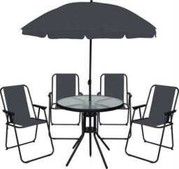 Ohs 6 Piece Patio Set Outdoor Table Chairs Parasol Garden Furniture - thumbnail 1