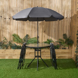 Ohs 6 Piece Patio Set Outdoor Table Chairs Parasol Garden Furniture - thumbnail 2