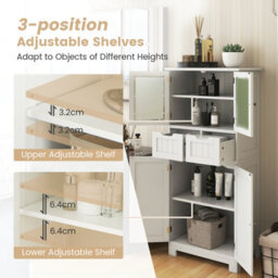 Costway 128 Cm Tall Bathroom Storage Cabinet Freestanding Floor Cabinet W/ Drawers-White - thumbnail 6