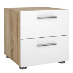 Wyld Haus Wilde Oak & White Gloss 3-Piece Bedroom Set - 2-Drawer Bedside, 4-Drawer Chest, 2-Door Wardrobe - thumbnail 3