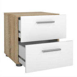 Wyld Haus Wilde Oak & White Gloss 3-Piece Bedroom Set - 2-Drawer Bedside, 4-Drawer Chest, 2-Door Wardrobe - thumbnail 4