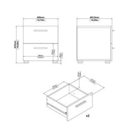Wyld Haus Wilde Oak & White Gloss 3-Piece Bedroom Set - 2-Drawer Bedside, 4-Drawer Chest, 2-Door Wardrobe - thumbnail 5