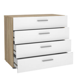 Wyld Haus Wilde Oak & White Gloss 3-Piece Bedroom Set - 2-Drawer Bedside, 4-Drawer Chest, 2-Door Wardrobe - thumbnail 7