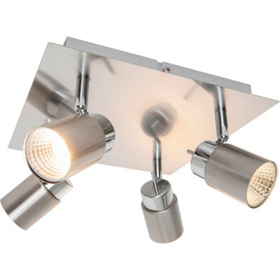 GoodHome Hades Plate Square Satin Nickel Effect 4 Light Spotlight - image 1