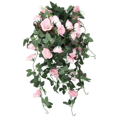 Neel Blue Pink Artificial Rose Flower Hanging Vines Silk Garland, 18 Flowers, 110Cm(3.6Ft) - image 1