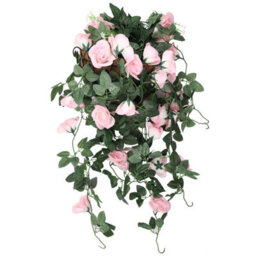Neel Blue Pink Artificial Rose Flower Hanging Vines Silk Garland, 18 Flowers, 110Cm(3.6Ft)
