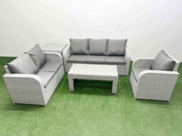 Fimous Pe Wicker 6 Seater Outdoor Rattan Furniture Sofa Sets Coffee Table Reclining Chair Loveseat Sofa Side Table - thumbnail 1