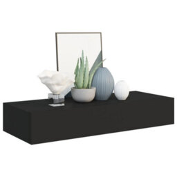 Berkfield Wall-Mounted Drawer Shelves 2 Pcs Black 60X23.5X10Cm Mdf - thumbnail 3