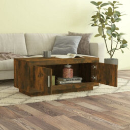 Berkfield Sturdy Coffee Table Smoked Oak 102X50X45 Cm Engineered Wood - thumbnail 3