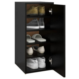Berkfield Shoe Cabinet Black 32X35X70 Cm Engineered Wood - thumbnail 5