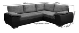 Enzo Sofa Bed With Storage Right Black And Grey Fabric Faxu Leather - thumbnail 2