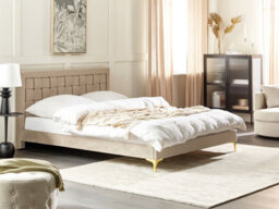 Beliani Bed Velvet Limoux 160 X 200 Cm (Eu King Size) Taupe - thumbnail 2