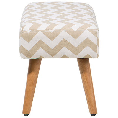 Wyld And Coco Beige Cotton Footstool With Rubberwood Legs And Chevron Pattern - 50 X 30 X 35 Cm - image 1