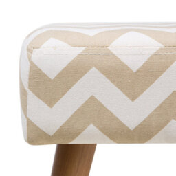 Wyld And Coco Beige Cotton Footstool With Rubberwood Legs And Chevron Pattern - 50 X 30 X 35 Cm - thumbnail 7