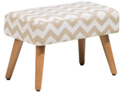 Wyld And Coco Beige Cotton Footstool With Rubberwood Legs And Chevron Pattern - 50 X 30 X 35 Cm - thumbnail 3