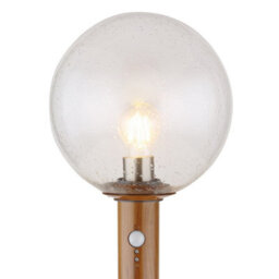 Luminosa Lighting Luminosa Ossy Pir Outdoor Bollard Wood Look Ip44 Clear Glass Shade 1X E27 Dawn Dusk Sensor - thumbnail 3