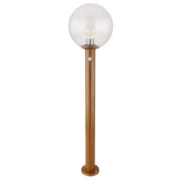 Luminosa Lighting Luminosa Ossy Pir Outdoor Bollard Wood Look Ip44 Clear Glass Shade 1X E27 Dawn Dusk Sensor - thumbnail 2