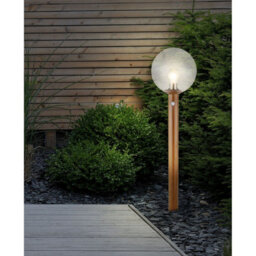 Luminosa Lighting Luminosa Ossy Pir Outdoor Bollard Wood Look Ip44 Clear Glass Shade 1X E27 Dawn Dusk Sensor - thumbnail 5