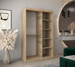 Arte Rhomb Contemporary Mirrored 2 Sliding Door Wardrobe 5 Shelves 2 Rails Oak Sonoma Effect (H)2000mm (W)1200mm (D)620mm - thumbnail 3