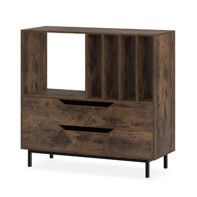 Gainoom Brown Record Player Stand Mid Century Turntable Stand Record Storage Cabinet - image 1