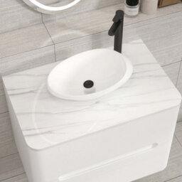 Royal Bathrooms Venice 700mm Gloss White Wall Mounted Bathroom Countertop Vanity Unit 2 Drawer With Nova Basin - thumbnail 6
