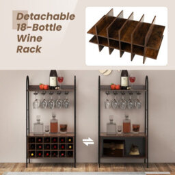 Costway Industrial Detachable Wine Bar Storage Sideboard Freestanding Wine Bar Cabinet - thumbnail 5
