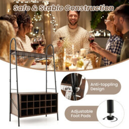 Costway Industrial Detachable Wine Bar Storage Sideboard Freestanding Wine Bar Cabinet - thumbnail 7