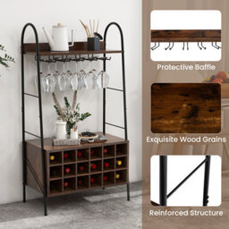 Costway Industrial Detachable Wine Bar Storage Sideboard Freestanding Wine Bar Cabinet - thumbnail 9