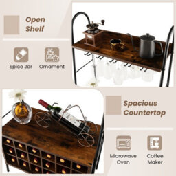 Costway Industrial Detachable Wine Bar Storage Sideboard Freestanding Wine Bar Cabinet - thumbnail 8