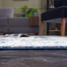 The Rugs Montana Navy Cream Oriental Area Rug And Runner Soft Durable Pet Friendly Easy To Clean Living Room Bedroom 4040 - thumbnail 5