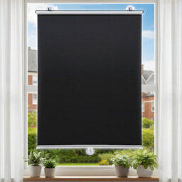 Living And Home Black 2-Piece Manual Roller Blind/blackout Curtain, 45Cm (W) X 125Cm (H) - thumbnail 1
