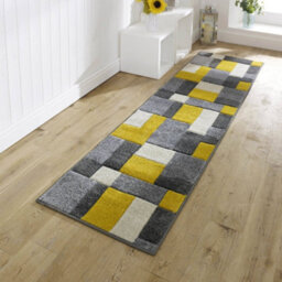 Melrose Salerno Omega Yellow Blocks Patterned Design Large Indoor Area Runner Rug 60/230Cm - thumbnail 1