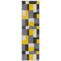 Melrose Salerno Omega Yellow Blocks Patterned Design Large Indoor Area Runner Rug 60/230Cm - thumbnail 5