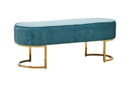 Buttercup Farm Zamora Green Velvet Ottoman Bench With Golden Metal Legs - Wood/synthetic/textile - L46 X W121 X H45 Cm - thumbnail 4