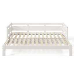 Matteo Charming Wooden Daybed With Pull-Out Trundle, 3Ft Single, Heart-Shaped Design, 90X190 Cm, White - thumbnail 3