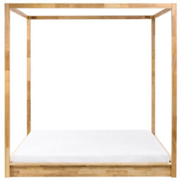 Beliani Four Poster Bed Wood Herliere 180 X 200 Cm (Eu Super King) Light Brown - thumbnail 4