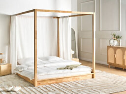Beliani Four Poster Bed Wood Herliere 180 X 200 Cm (Eu Super King) Light Brown - thumbnail 2