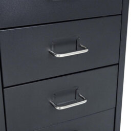 Living And Home 6 Drawers Black Vertical Mobile Metal File Cabinet Bedside Table With Wheels 685 mm - thumbnail 5