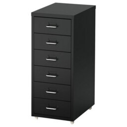 Living And Home 6 Drawers Black Vertical Mobile Metal File Cabinet Bedside Table With Wheels 685 mm - thumbnail 4
